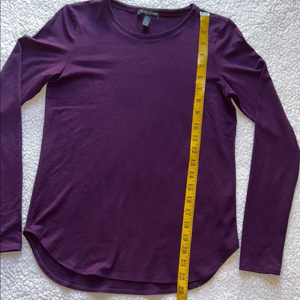Eileen Fisher Rich Plum Long Sleeve Tee - Picture 7 of 8
